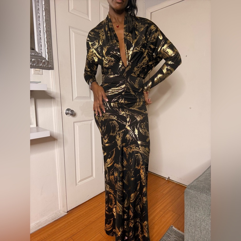 Va Va Voom Black and Gold Dress